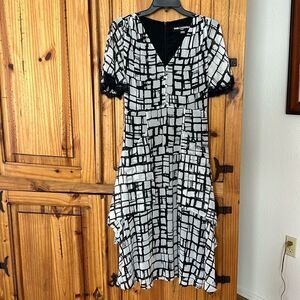 Karl Lagerfeld Black and Cream Midi Dress